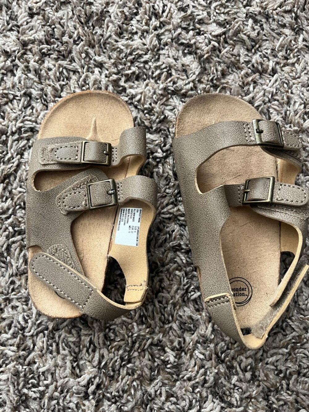 wonder nation Taupe Double-Buckle Kids Sandals